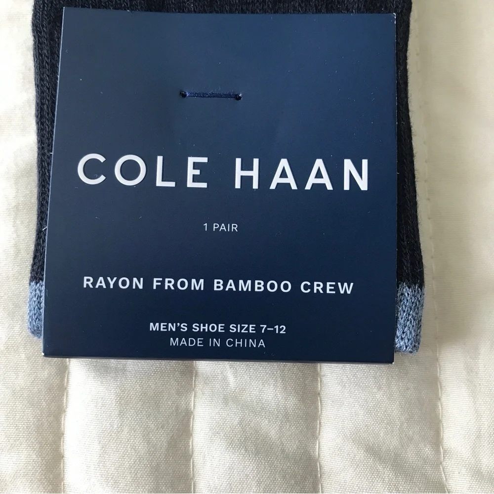 Cole Haan crew men’s socks black, blue & teal rayon‎ from bamboo